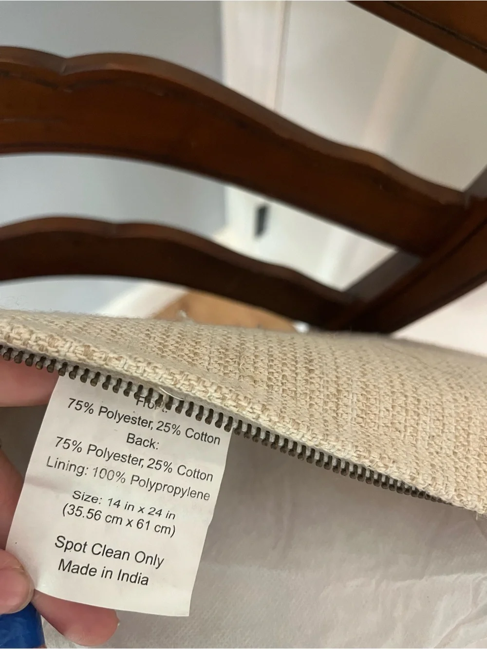 Boho Peach and Gray Decorative India Lumbar Pillow - Unbranded